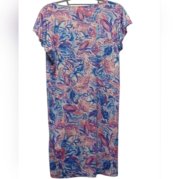 Island Collection - NWOT  Multi Colored Floral Dress, Tie At Neck, Flutter... - Picture 2 of 9